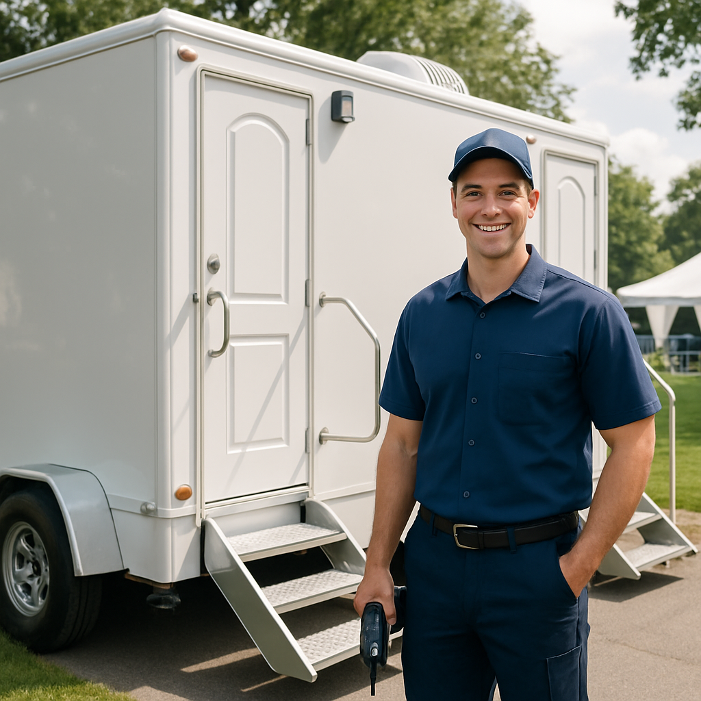 Service team delivering porta potties in Northeast Florida